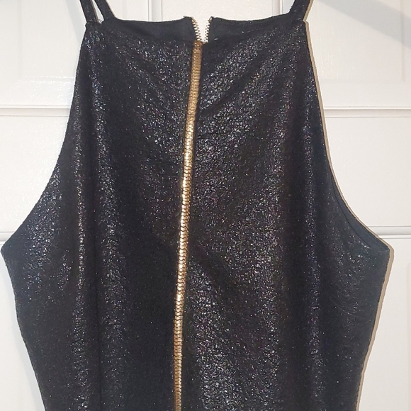 NWOT Sans Souci Shimmery Halter Neck Top M Black with shimmer all over - Picture 6 of 7